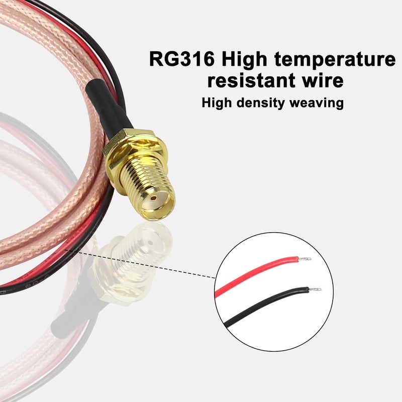 XMSJSIY SMA Pigtail Cable Bare Wire Open End Solder Coaxial Coax Cable SMA Famale Connector PCB Welding RG316 Antenna Extension Wire 0.8M/2.6FT-2 pcs (SMA Female) - Image 5